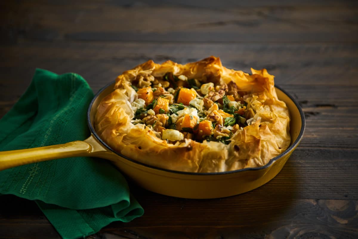 Butternut Squash and Kale Phyllo Skillet Pie