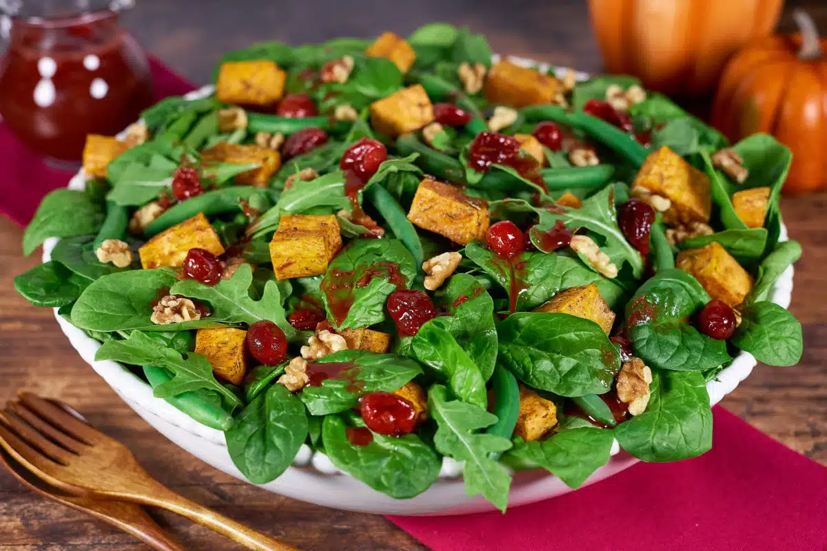 Cranberry Sweet Potato Spinach Salad