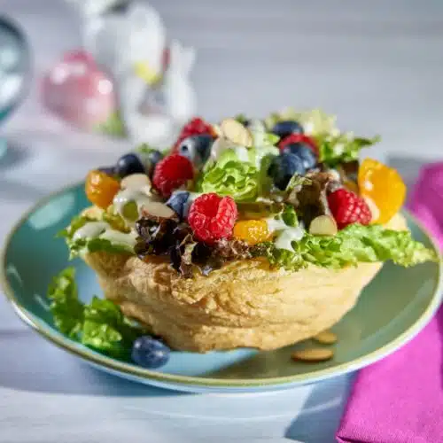 Fruit & Butter Lettuce Salad in Puff Pastry Bowl