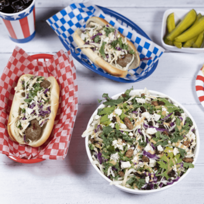 Grilled Bratwurst with Honey Mustard Slaw