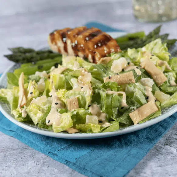 Grilled Teriyaki Salmon Caesar Salad