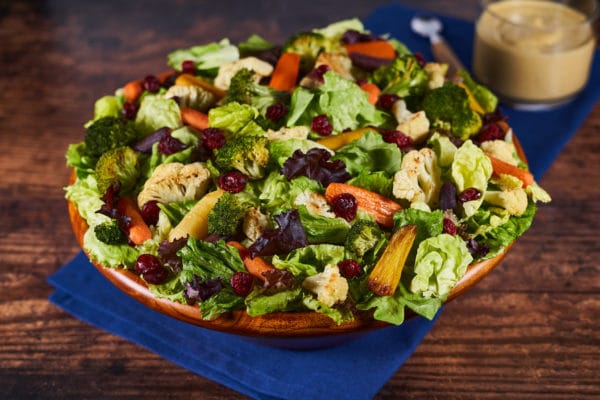 Roasted Vegetable Salad with Pumpkin Goddess Dressing