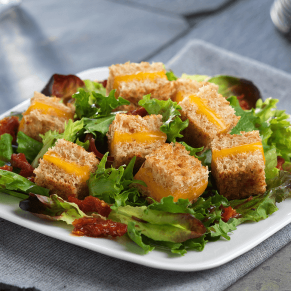 Spring Mix with Grilled Cheese Croutons