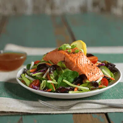 Ginger Salad with Baked Salmon