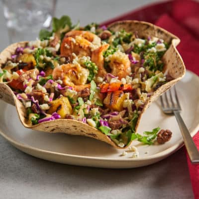 Grilled Shrimp and Honey Pecan Slaw Bowl