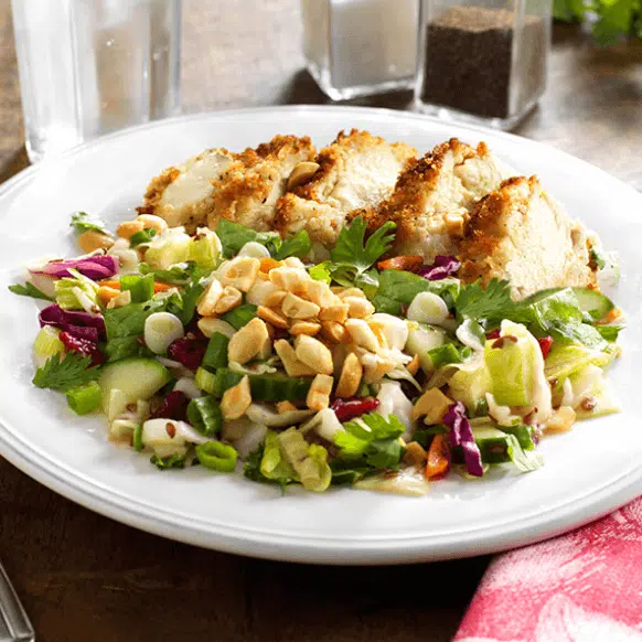 Katsu-Style Chicken with Pomegranate Slaw