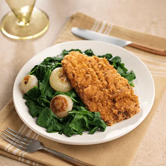 Sautéed Spinach with Chicken Fried Steak