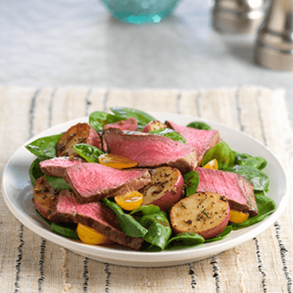 Steak & Roasted Potatoes Spinach Salad