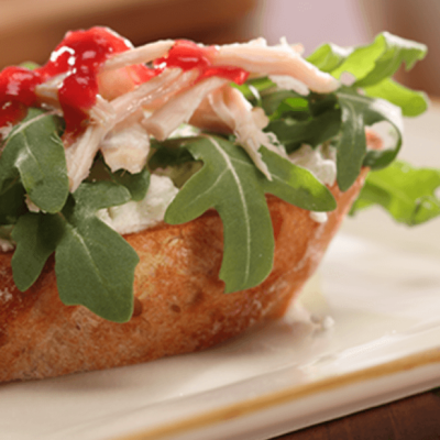 Turkey Crostini with Cranberry Drizzle Recipe