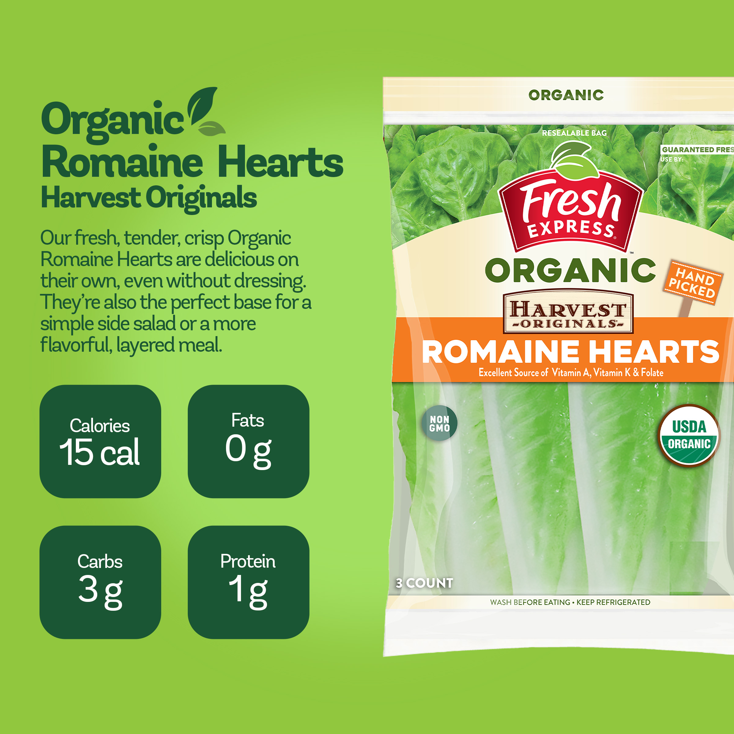 Organic Romaine Hearts - Fresh Express
