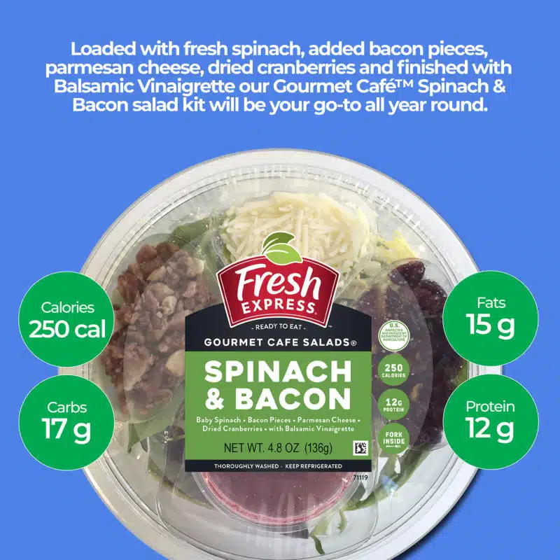 Spinach & Bacon Gourmet Cafe Salads® Salad Bowl Nutrition
