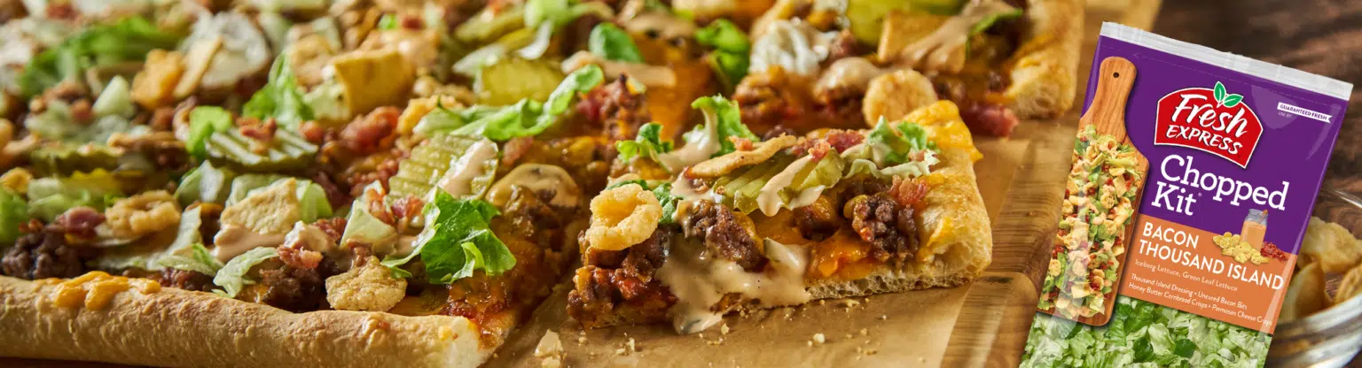 Bacon Thousand Island Burger Pizza