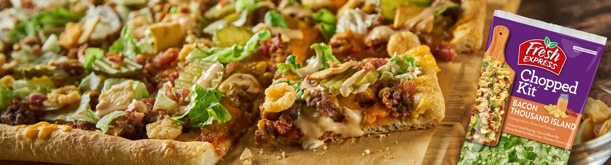 Bacon Thousand Island Burger Pizza