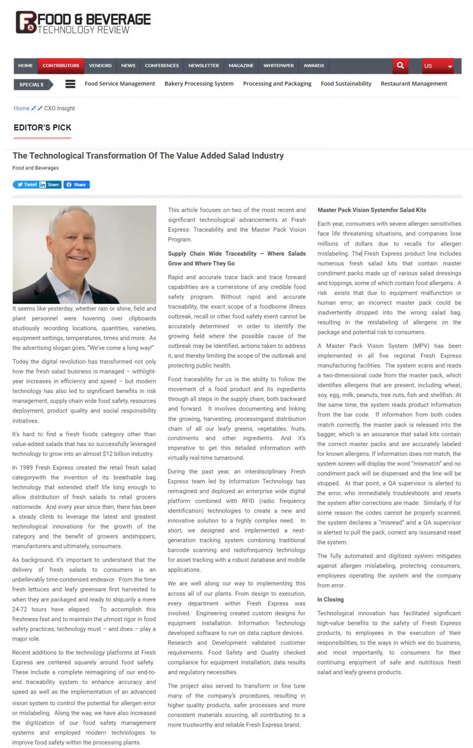 the technological transformation of the value added salad industry