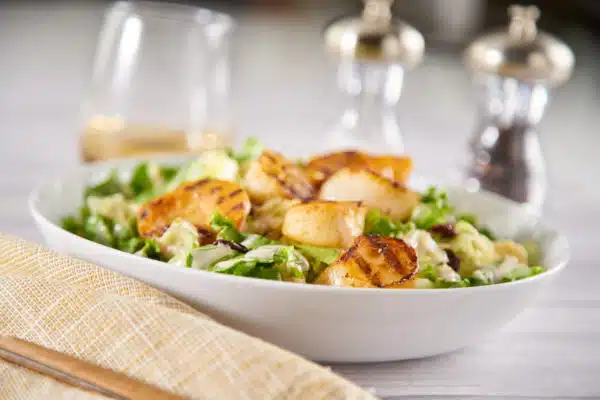 Grilled Scallop Lemon Caesar Salad