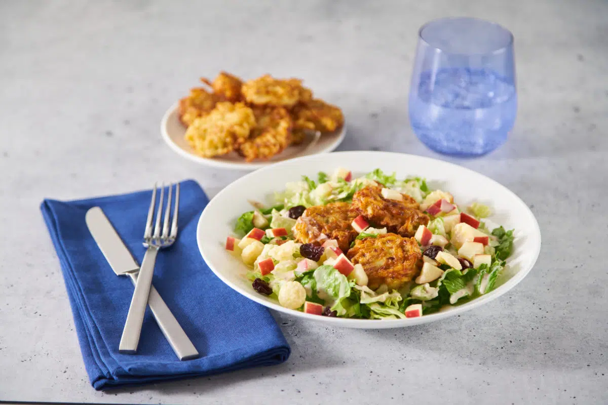 Lemon Caesar Salad with Latke Croutons