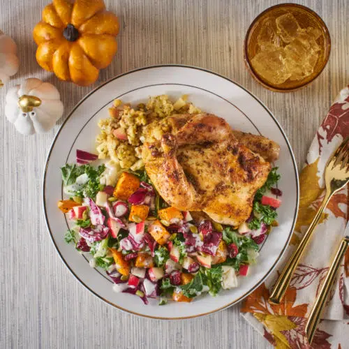 Cornish Game Hen with Kale Sweet Potato Salad