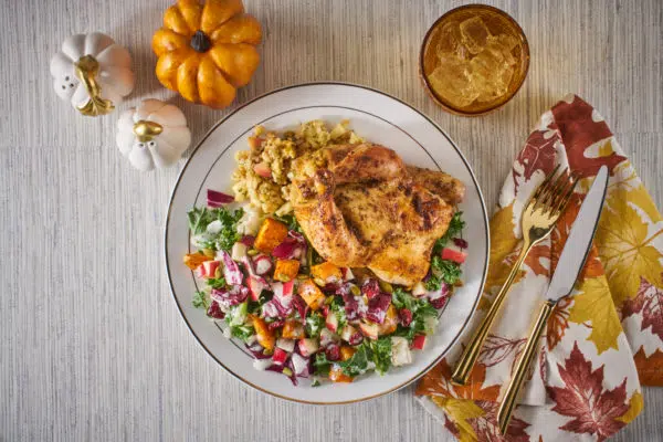 Cornish Game Hen with Kale Sweet Potato Salad