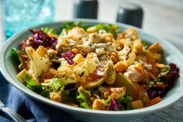 Roasted Cauliflower and Potato Spinach Salad