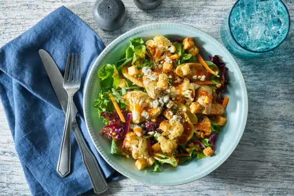 Roasted Cauliflower and Potato Spinach Salad