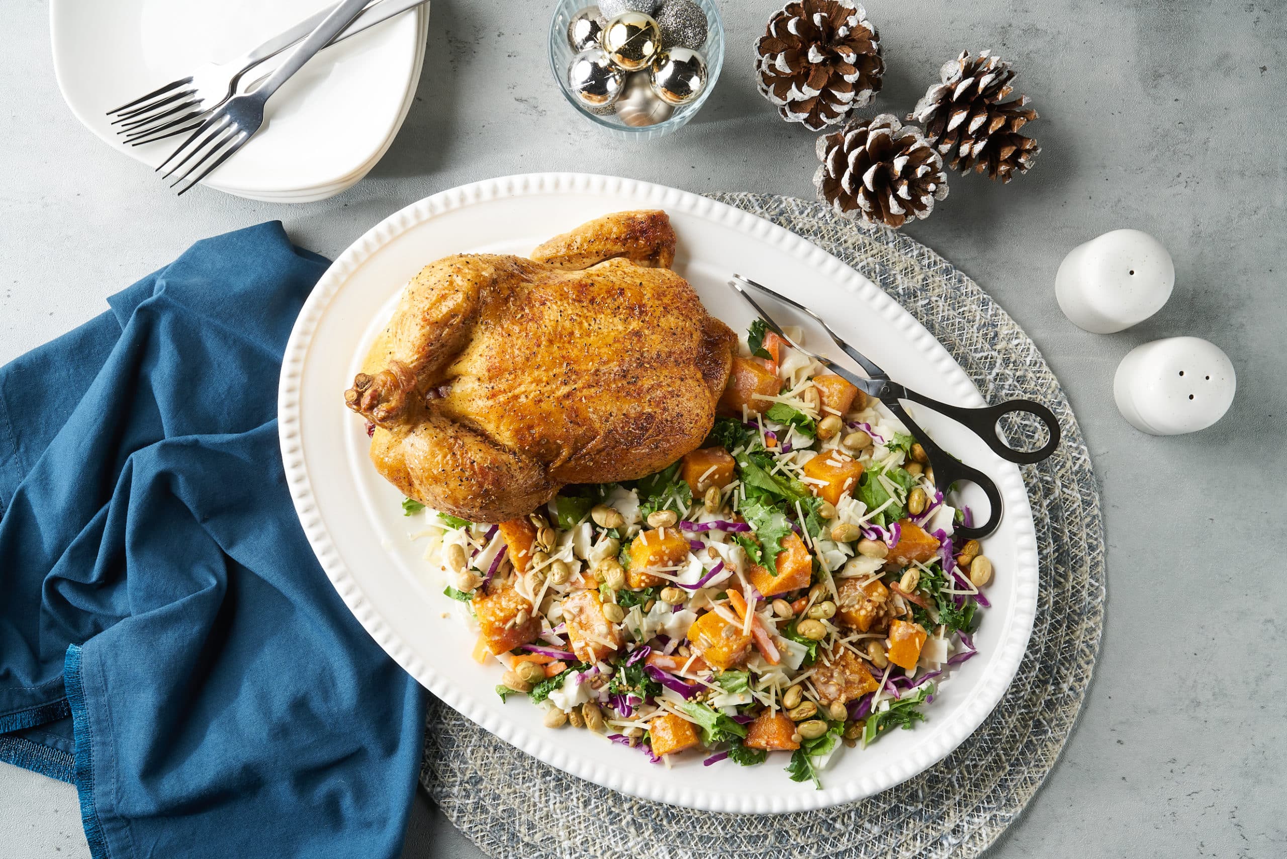 Roasted Winter Chicken with Sunflower Crisp Chopped Salad