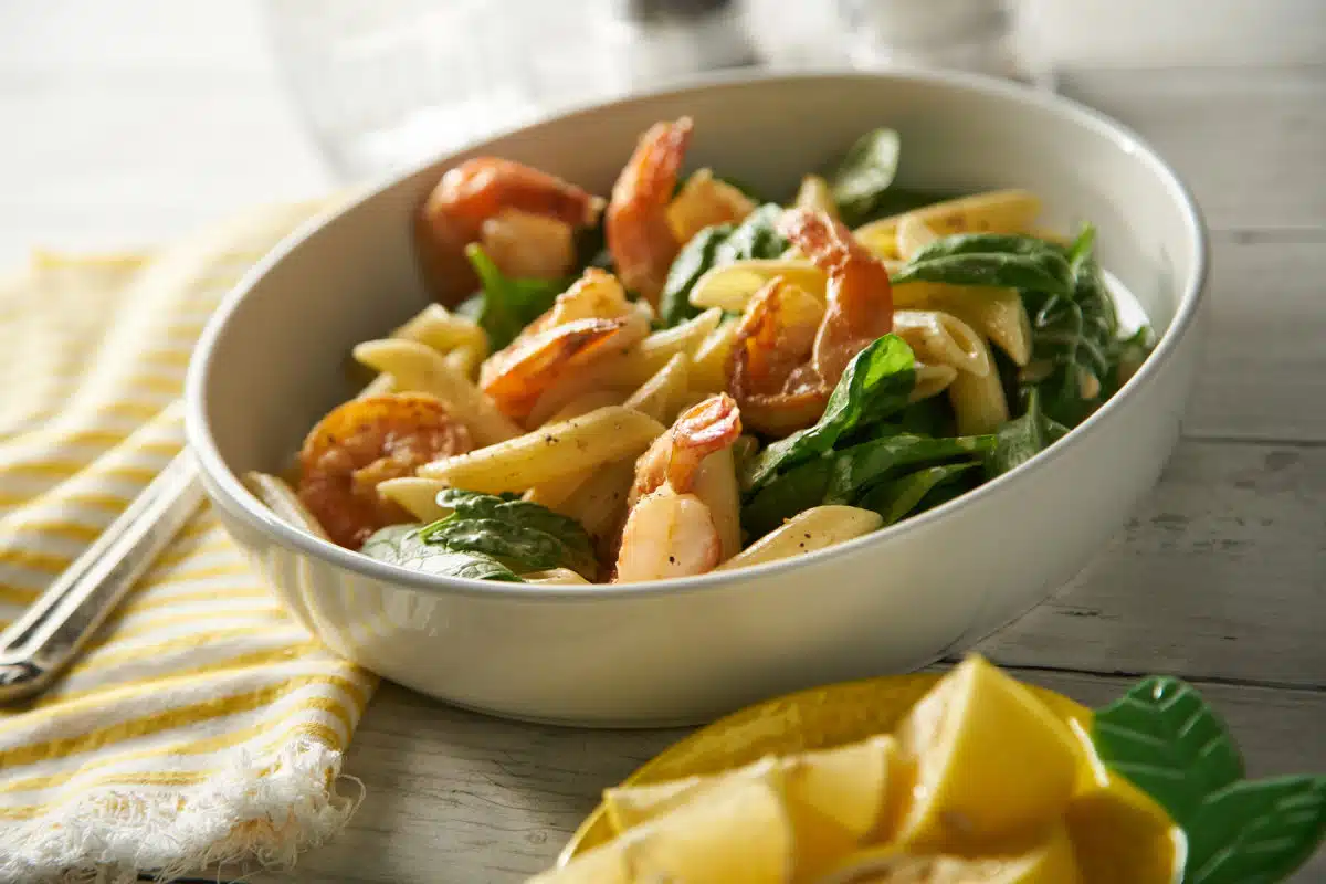 Shrimp Scampi and Spinach Pasta
