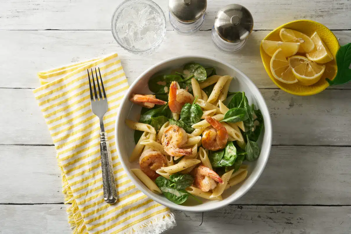 Shrimp Scampi and Spinach Pasta