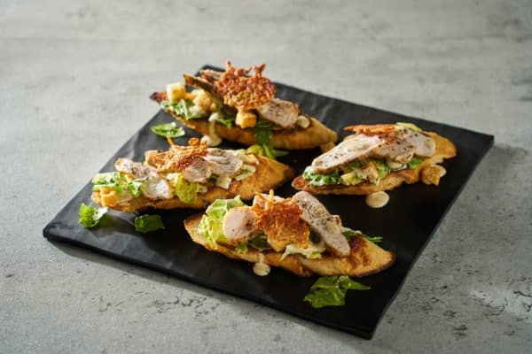 Creamy Truffle Caesar Chicken Crostini