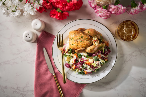 Spring Cornish Hen with Kale & Sweet Potato Salad