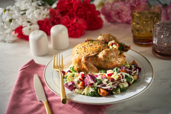 Spring Cornish Hen with Kale & Sweet Potato Salad