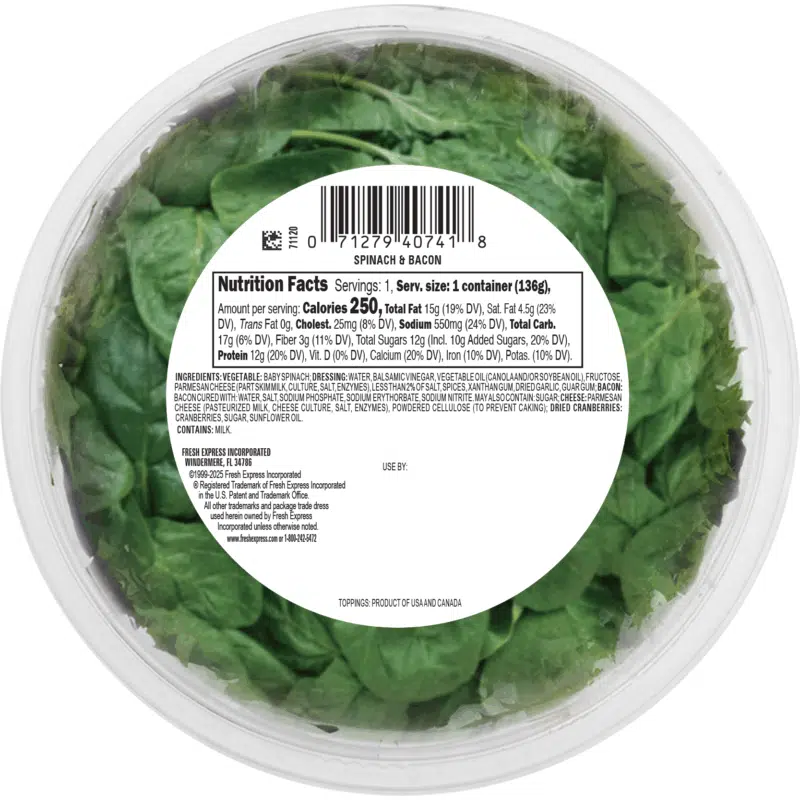 Gourmet Cafe Salads® Spinach & Bacon