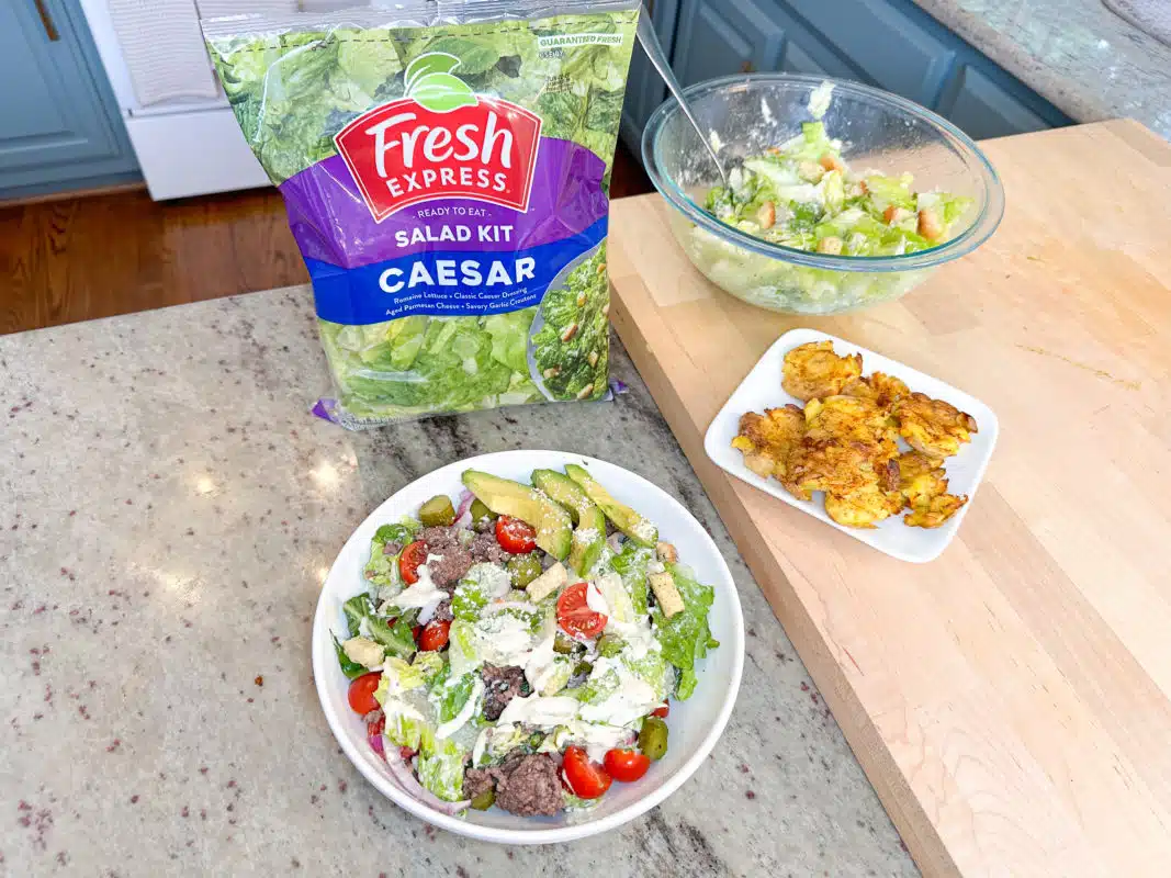 Recipe by Steph Grasso Caesar Burger Bowl with Crispy Smashed Potatoes