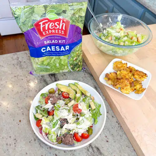 Recipe by Steph Grasso Caesar Burger Bowl with Crispy Smashed Potatoes