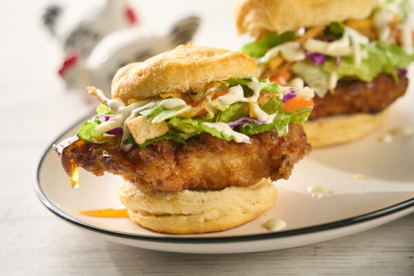 Farmhouse Ranch Hot Honey Chicken Biscuit Sliders