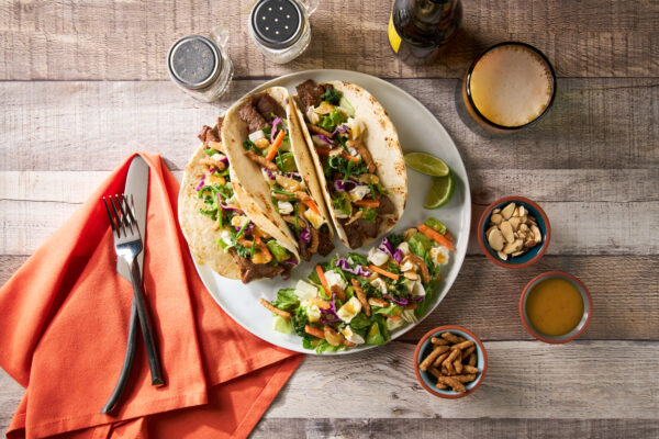 Korean BBQ Beef Tacos with Orange Sesame Salad