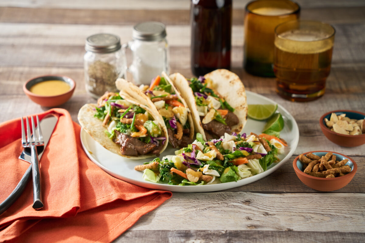 Korean BBQ Beef Tacos with Orange Sesame Salad