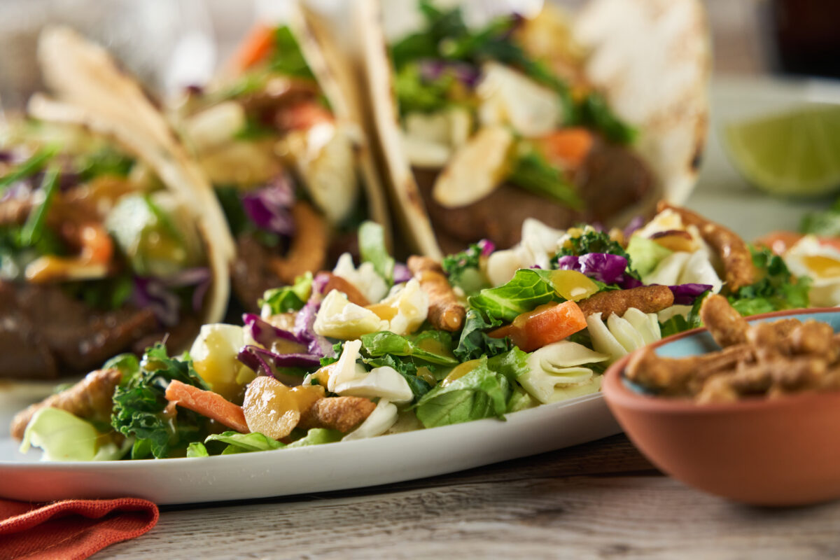 Korean BBQ Beef Tacos with Orange Sesame Salad