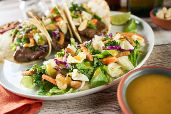 Korean BBQ Beef Tacos with Orange Sesame Salad