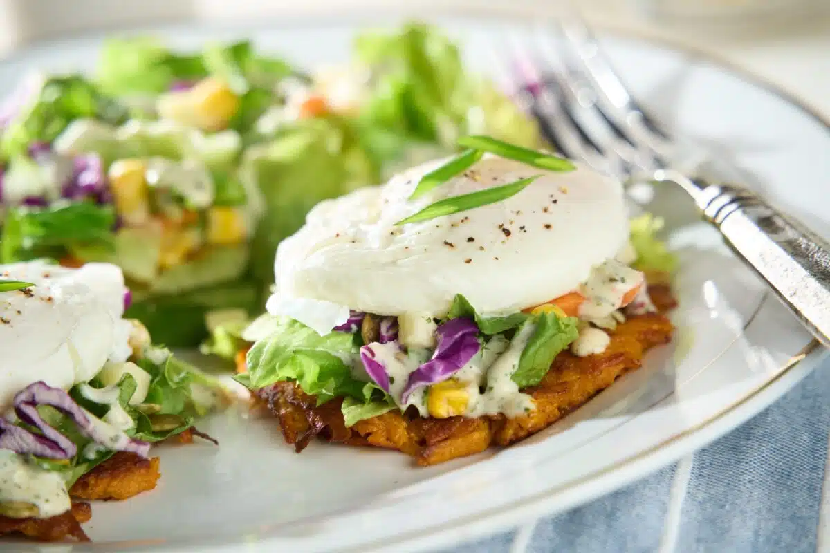 Latke with Poached Egg & Goddess Dressing