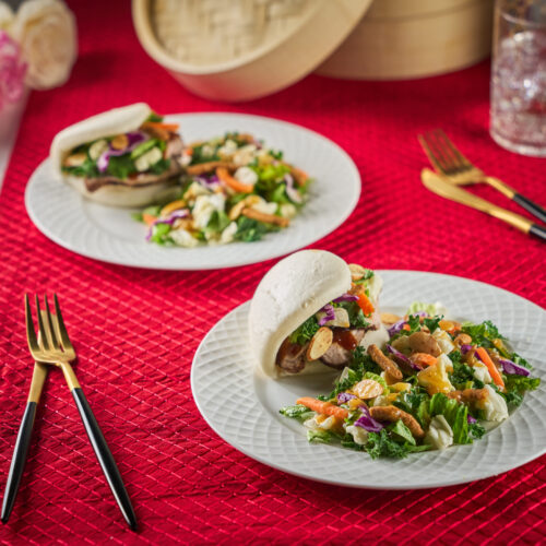 Lunar New Year Bao Buns with Crispy Pork & Orange Sesame Crunch