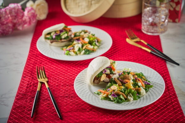 Lunar New Year Bao Buns with Crispy Pork & Orange Sesame Crunch