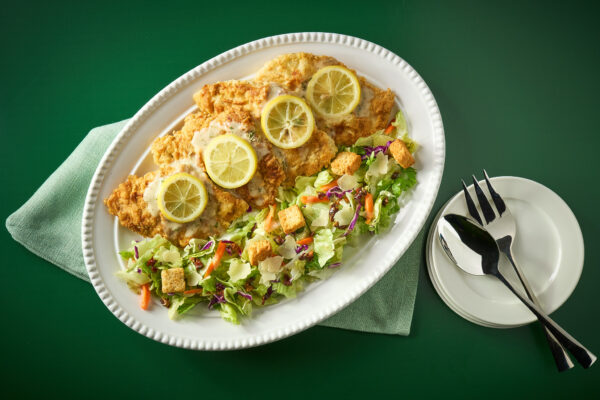 Lemon Chicken Francese over Italian Herb & Parmesan Salad