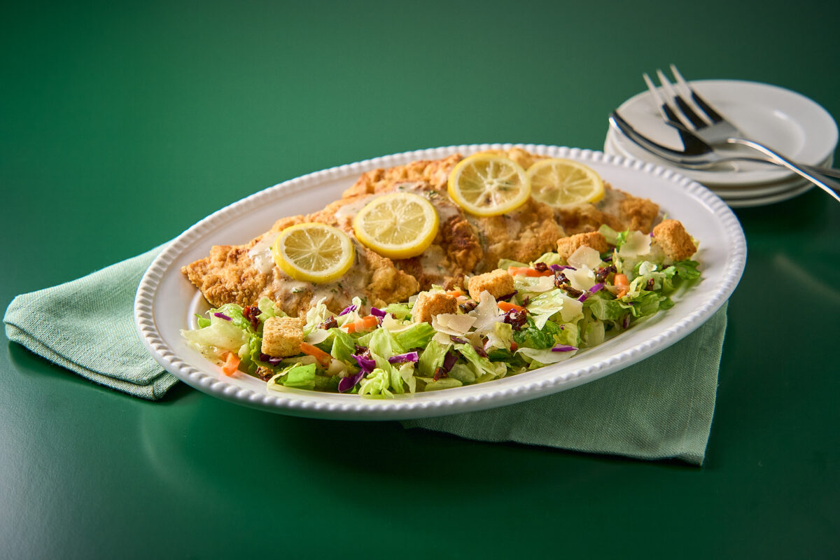 Lemon Chicken Francese over Italian Herb & Parmesan Salad