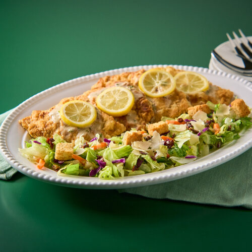 Lemon Chicken Francese over Italian Herb & Parmesan Salad