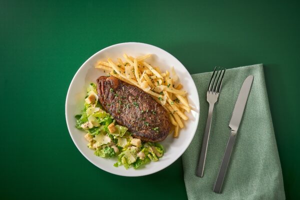 Steak Frites with Creamy Mushroom Caesar