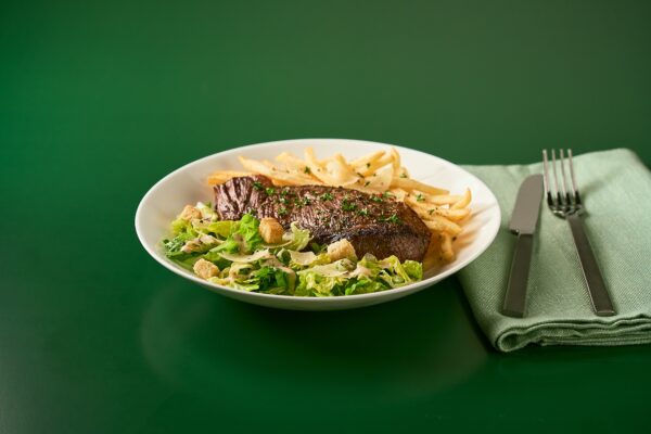 Steak Frites with Creamy Mushroom Caesar