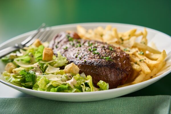 Steak Frites with Creamy Mushroom Caesar